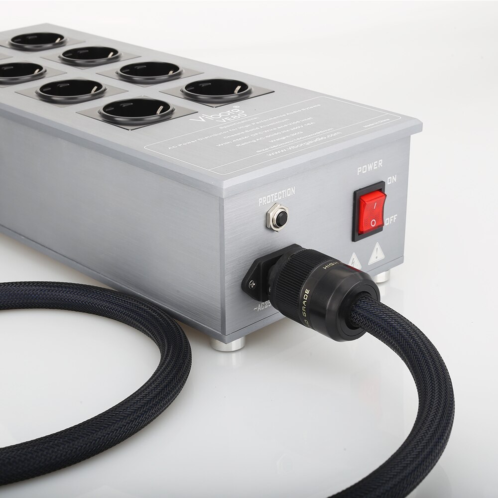 Audiocrast P110 Silver Plated Audiophile AC Power Cable Pure Black Power Cord Cable HIFI HI END Schuko US