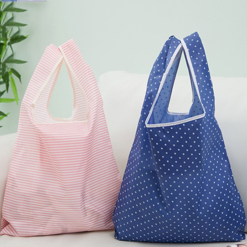 Green Shopping Bag Handbag Storage Printing Foldable Reusable Oxford Cloth Tote For Grocery Key Chain Convenient Large-capacit