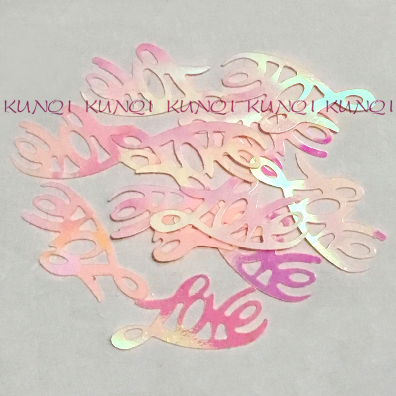 550 stks/900 stks 28*14mm Liefde Brief AB Roze Sequin Paillette Naaien, Wedding Craft, toont, Kleding, Hoed Kids DIY Kledingstuk Accessoire