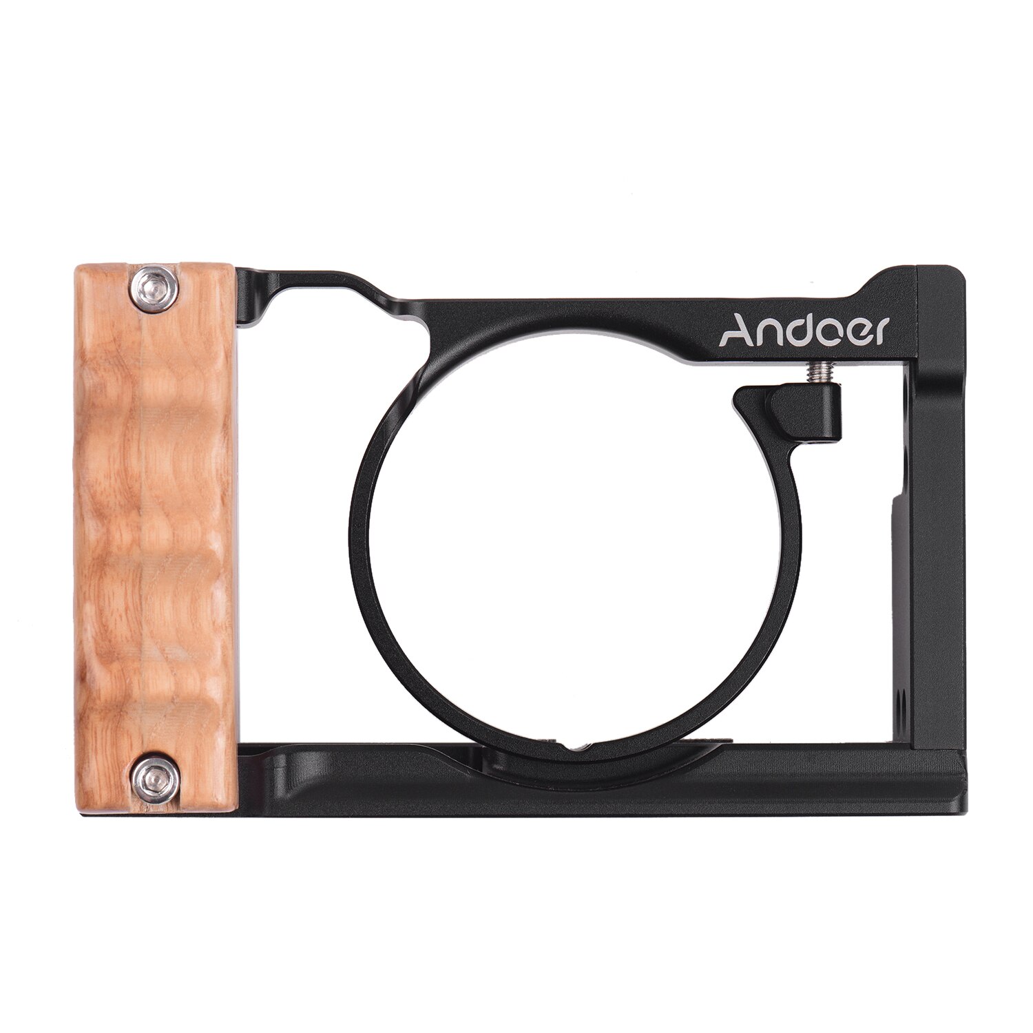 Andoer Camera Cage For Sony RX100 VI/VII with Cold Shoe Mount 1/4 Screw Wooden Handgrip Vlogging Shooting Cameras Accessories