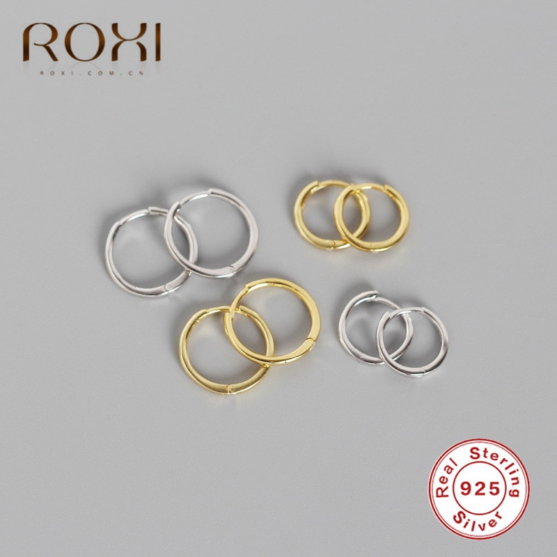 ROXI 925 argent Sterling Simple oreille os boucles d'oreilles pour les femmes petit cercle rond boucles d'oreilles cerceaux petite boucle boucles d'oreilles bijoux