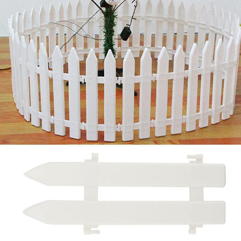 10pcs Christmas Decoration Plastic White Fence Courtyard Indoor Detachable Fence Festive Scene Decoration Christmas Tree Fence