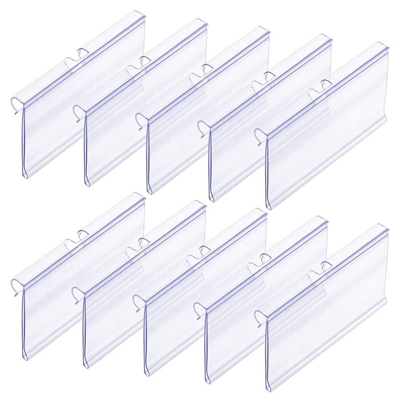 70PC 8X4.2Cm Clear Plastic Label Holders For Wire Shelf Retail Price Label Basket Labels Clip On Labels For Storage Bins: Default Title