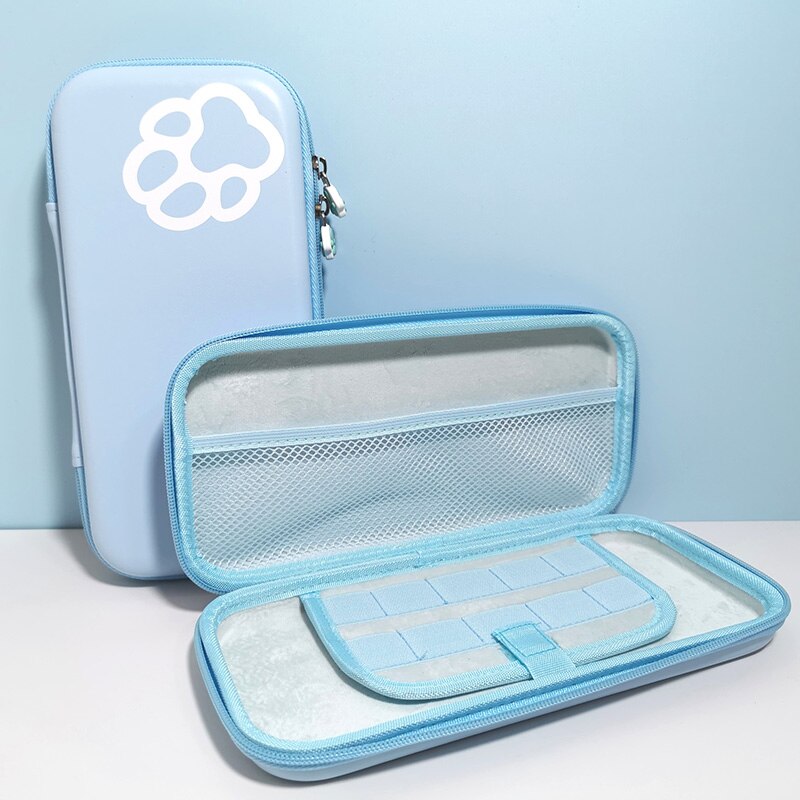Bolsa de almacenamiento con pata de gato para Nintendo Switch, estuche de transporte protector OLED , carcasa dura, accesorios rosas para Animal Crossing