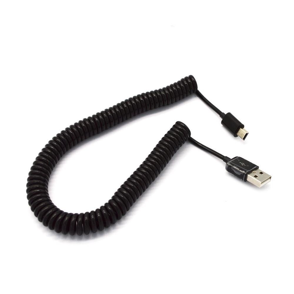 USB 2.0 to MINI USB Spring Data Cable Spiral Coiled 5 Pin Adaptor Digital USB Data Charging Cables Connector USB Charger Cable