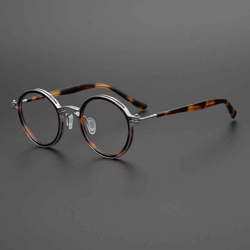 Japanische Hand-gemacht Hohl Titan Acetat retro Runde Brille Rahmen Für Männer Frauen Optische Verordnung Myopie Brillen Rahmen