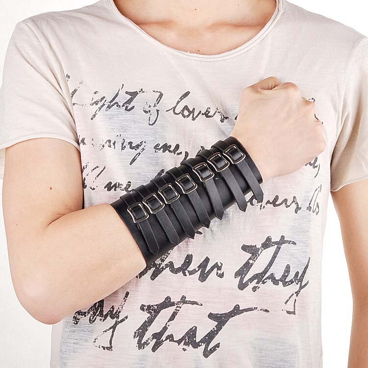 Leder lässig Breite Armbinde Einfache Metall Punk Stil Leder Brecelet unisex
