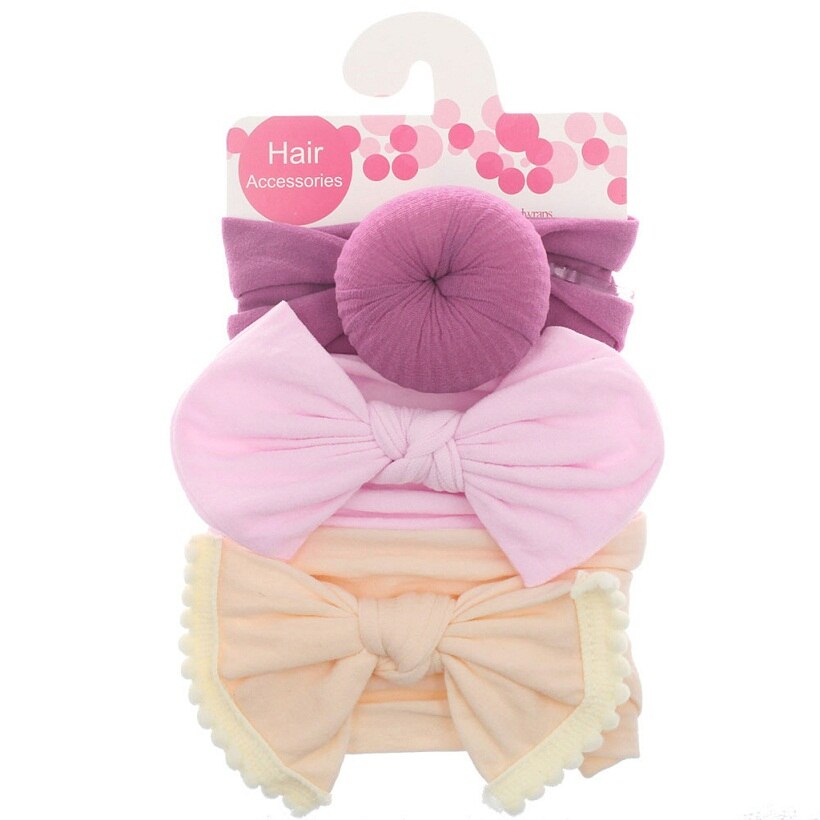 3 pièces/ensemble bandeau en Nylon solide bandeau pour enfants mignons filles cheveux filles Turban bandeau enfants doux coton bandeau: 12