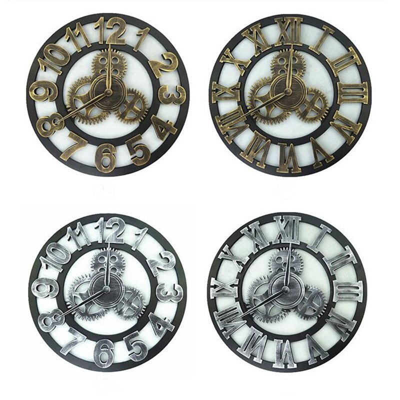 Industrial Gear Wall Clock Decorative Retro MDL Wall Clock Industrial Age Style Room Decoration Wall Art Decor (Without Battery)