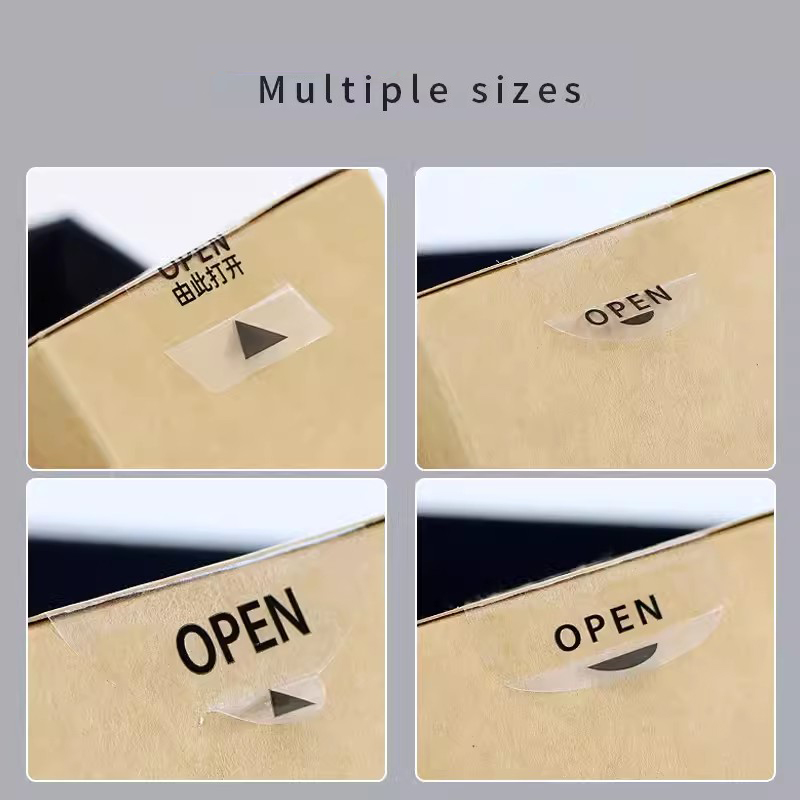 1000 stücke transparente selbst klebende Versiegelung aufkleber Geschäfts verpackungs etiketten verpackungs siegel öffnen Pfeile, sterben leicht abzureißen sind