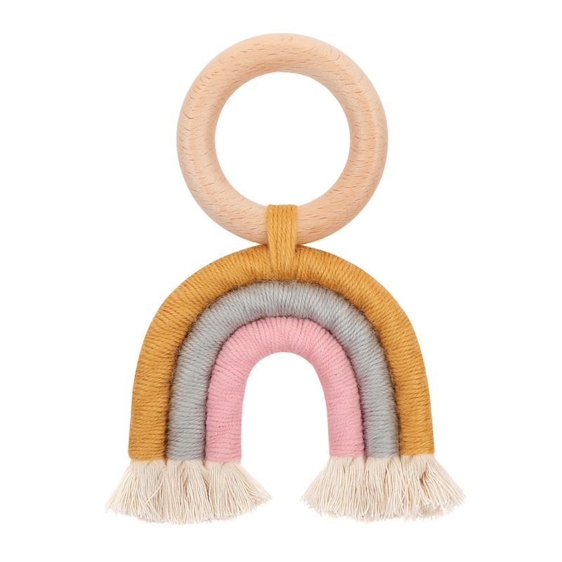 Christmas Baby Rainbow Teething Ring Safety Wooden Teether Baby Care Shower C6UF: Q157