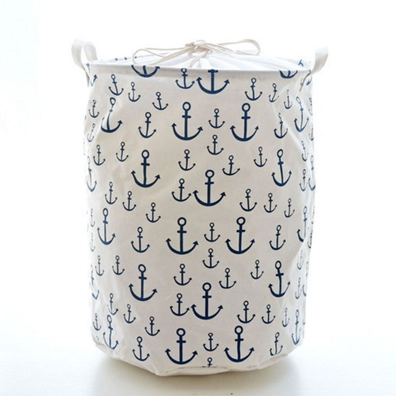 Panier de rangement ménager pour vêtements sales, bac ancre pour coton et lin, seau pour vêtements sales avec ceinture
