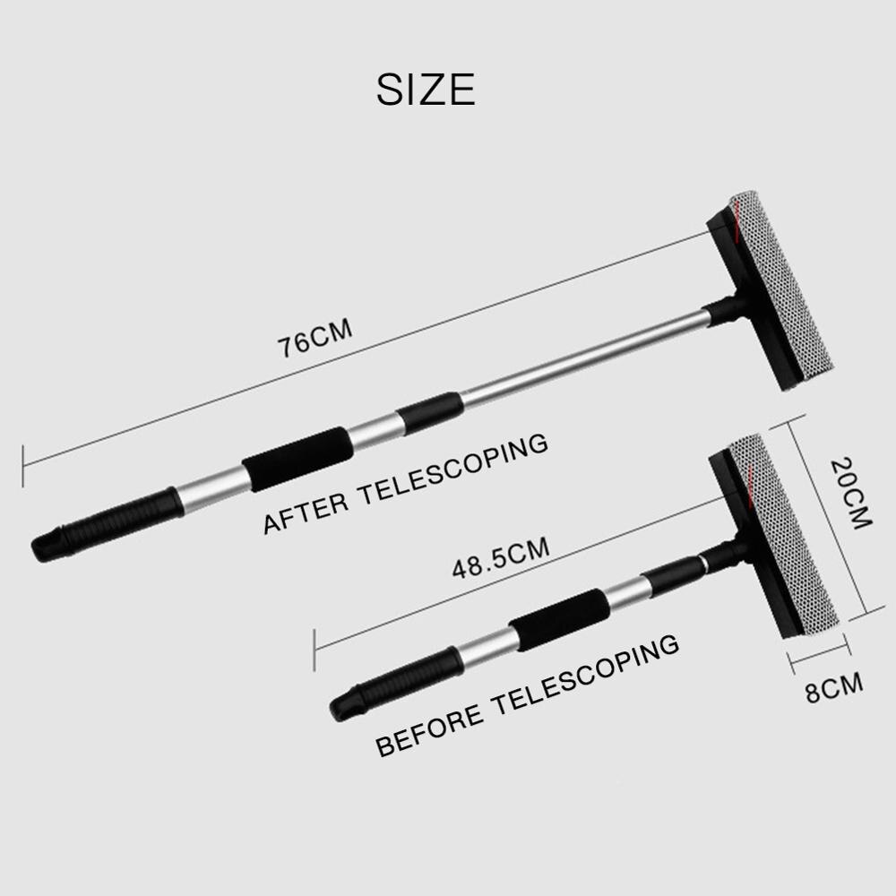 Car Glass Scraping Retractable and Detachable Handle Windshield Squeegee Rubber and Sponge Cleaning Tool