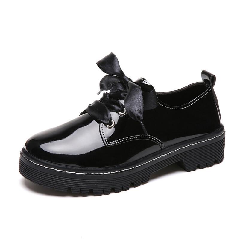 JOKSD Klassieke Schoenen Vrouwen Casual Ronde Neus Zwarte Oxford Schoenen voor Vrouwen Flats Comfortabele Slip op Vrouwen Schoenen Brogue l228