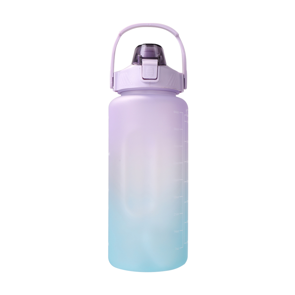 2000ml Wasser Flasche Shaker Sport Mit Zeit Marker Kunststoff Reise Fahrrad Milch Tee Saft Stroh Kürbis Tragbare Tassen: Violett