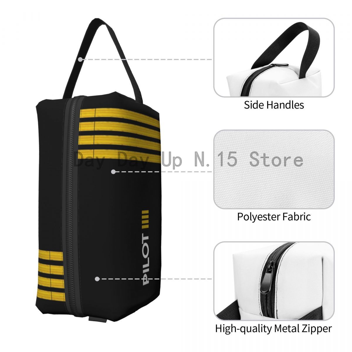 Pilot Captain Stripes Cosmetic Bag Large Capacity Aviation Airplane Aviator Makeup Case Beauty Storage Toiletry Bags