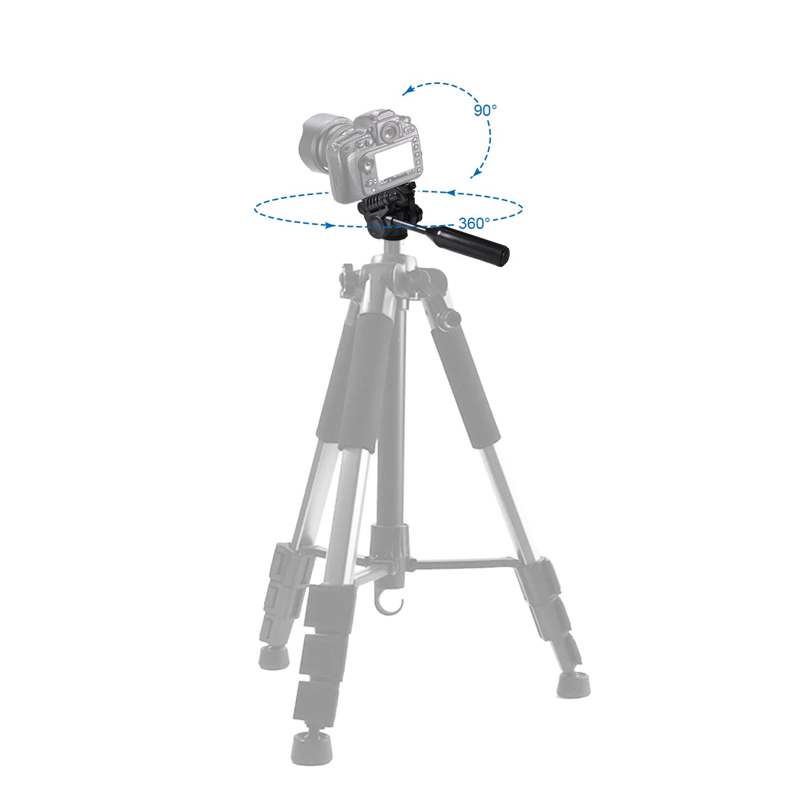 Tripod Head 360 Degrees Swivel 90 Degrees Tilt Tripod Head Mount 3/8In Thread 1/4In Screw for Camera Tripod Monopod 5kg Payload