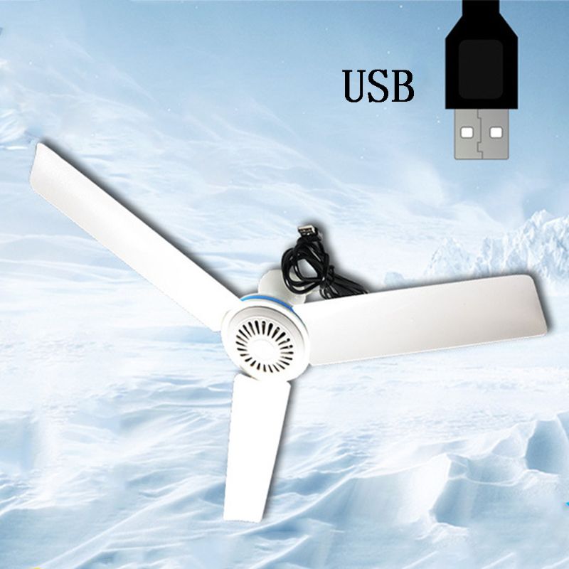 DC 5V Ceiling Fan Air Cooler Stepless Speed USB Fan for Bed Camping Outdoor Tent