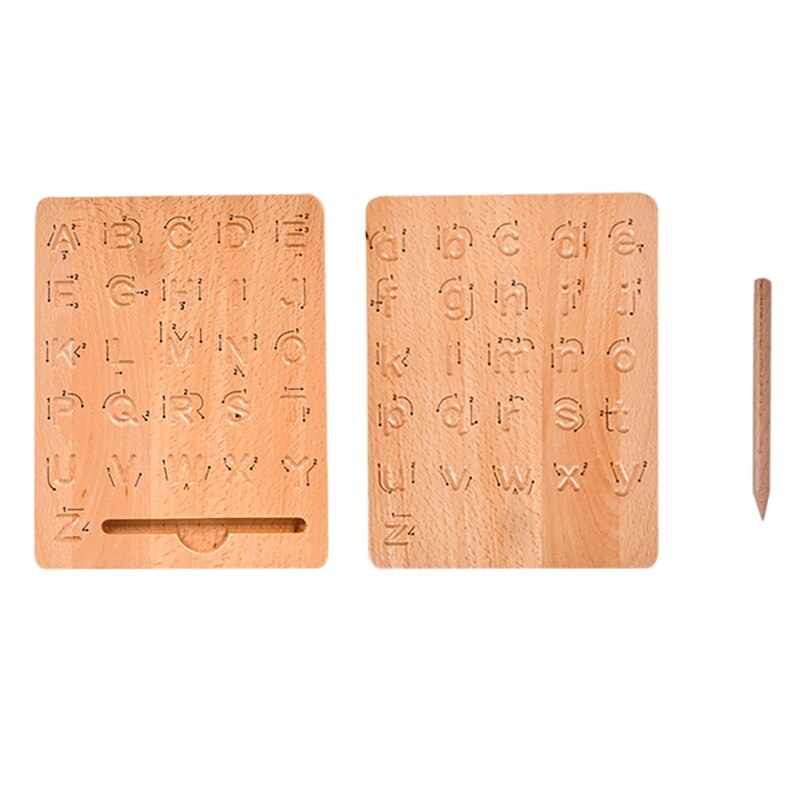 Planche de pratique des lettres en bois pour les enfants d&#39;âge préscolaire, outil de traçage de l&#39;alphabet à Double face, éducatif ABC