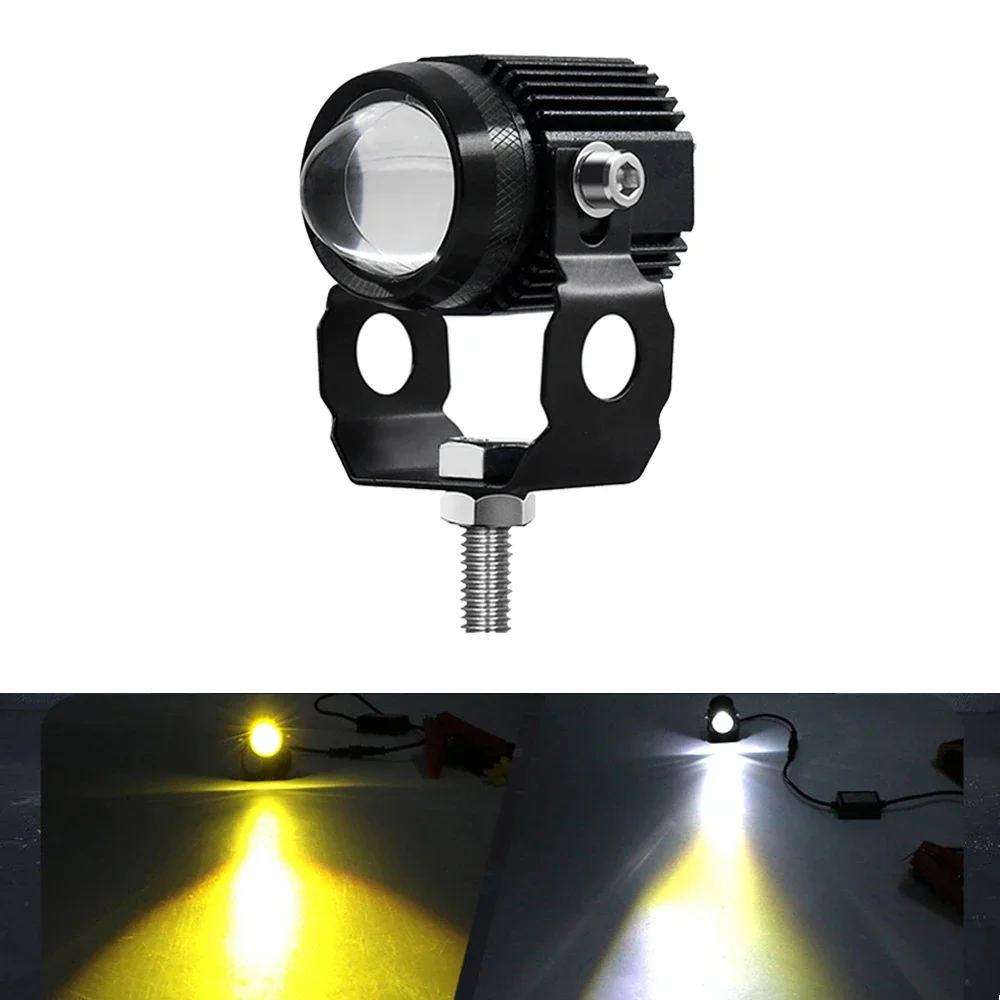 Faro LED para motocicleta, bombillas de trabajo para Moto, focos para coche, lente de proyector, punto de doble Color, accesorios de luz antiniebla auxiliar: Azul hielo
