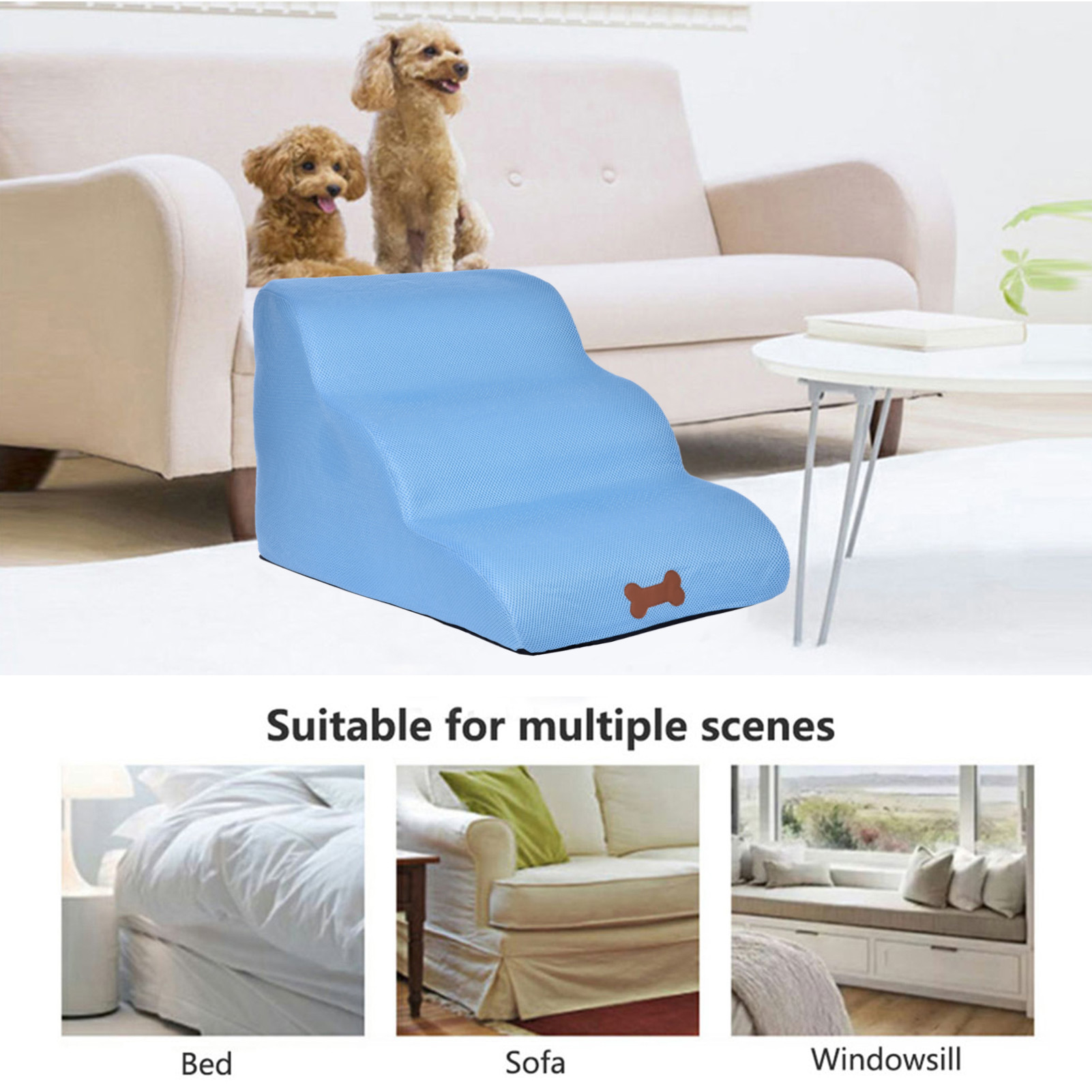 Dog Stairs Pet 3 Steps Stairs For Small Dog Cat Dog House Pet Ramp Ladder Anti-slip Removable Dogs Bed Stairs Pet There