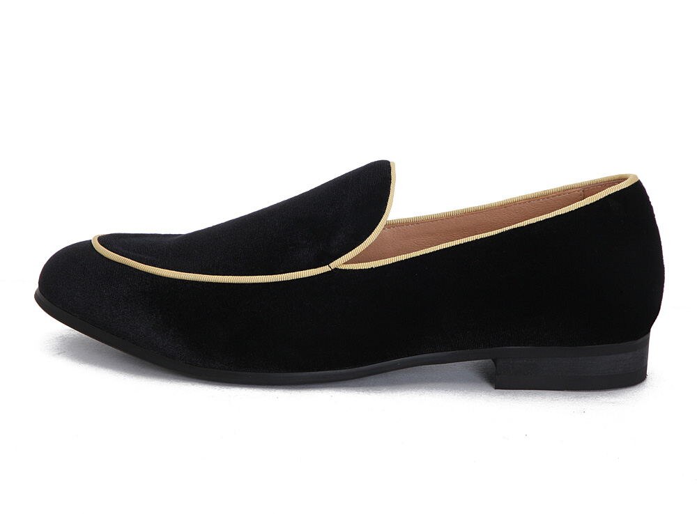 Xqwfh stil män svarta sammetsskor fest- och bankettskor för män i plusstorlek herr loafers: 5.5