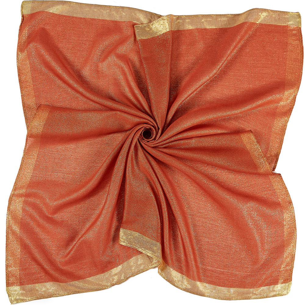 Foulard carré uni avec bordure en Lurex doré pour femme, châle léger, 90x90 cm: 16