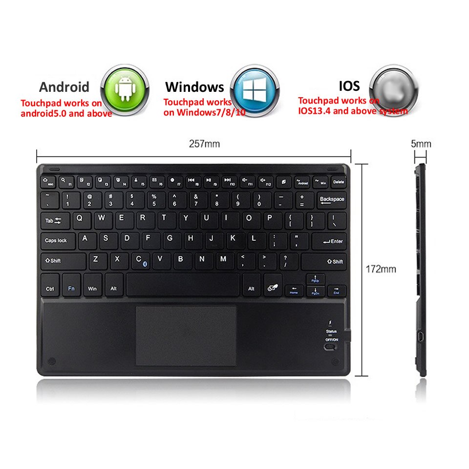 Hkxa Touch Draadloze Toetsenbord Bluetooth Toetsenbord En Muis Keycaps Bluetooth Toetsenbord Met Touchpad Voor Ipad Telefoons Tablet Laptop