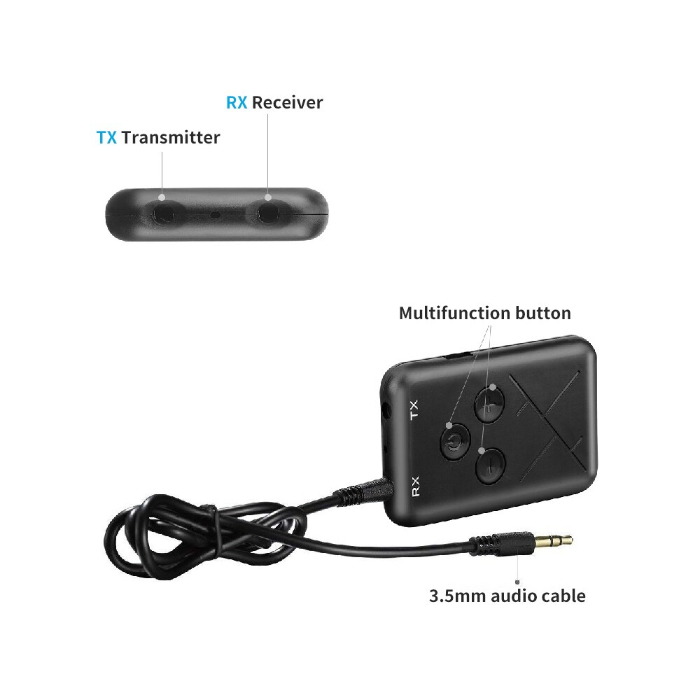 Wireless Transmitter and Receiver 3.5mm Audio Jack 2-in-1 Audio Receiving Device for TV/Speaker/Earphone