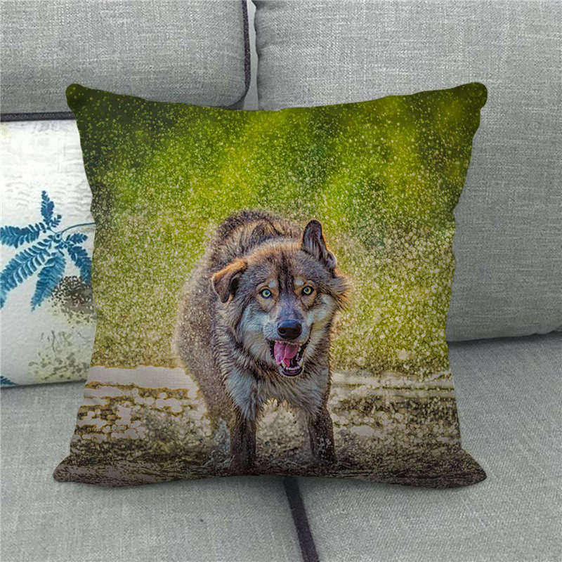 Poszewki na poduszki okrutna bestia wilk poduszka w kształcie zwierzęcia pokrywa 45x45cm dekoracja salonu domu pościel/bawełna poszewka na poduszkę Decor: 7