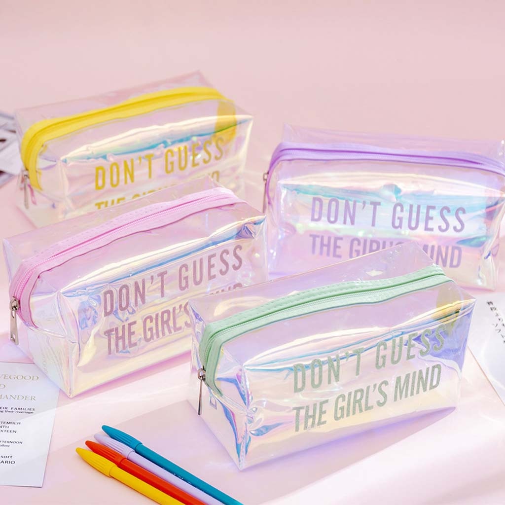 Transparent Large Capacity Pencil Case Big pencil bag kawaii Makeup Bag Stationery Storage Clear Pencil Pouch Makeup Storage Bag