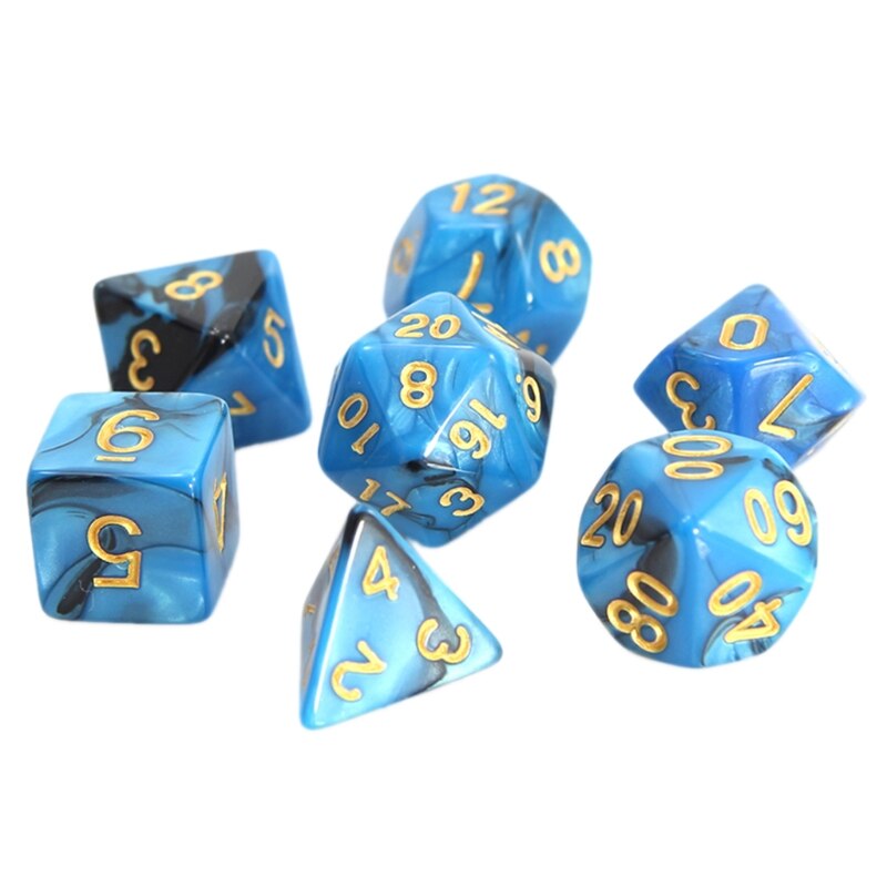 7pcs/set Acrylic Dice Set Different Shapes Digital Dice for RPG DND Board Game D0LB