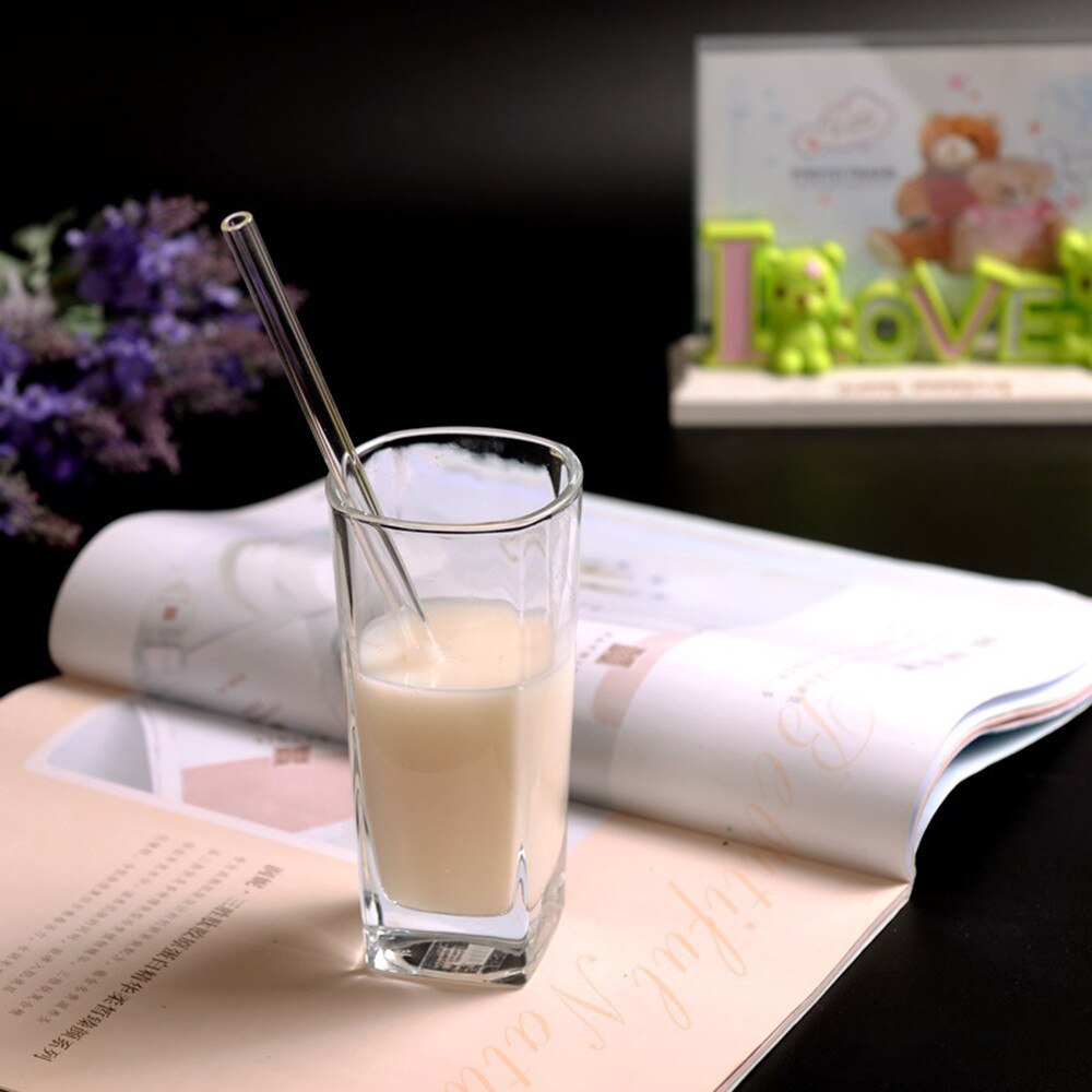 # H Glas Stro Herbruikbare Voor Milkshakes Herbruikbare Glas Rietjes Smoothie Rietje Voor Milkshakes Koude Dranken Rietjes Set