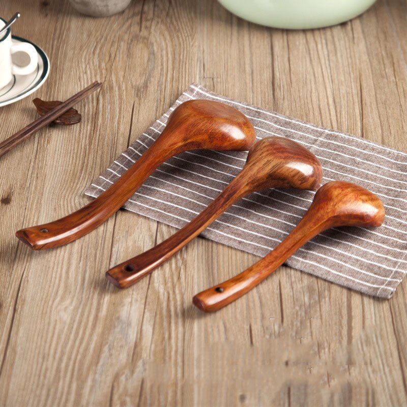 Large Wooden Soup Spoon Long Handle Natural Soup Spoons Healthy Eco-Friendly Wood Tableware Kitchen Accessories Multiple Sizes