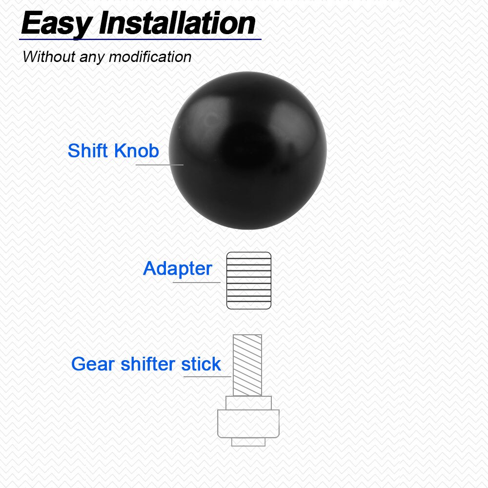 Universal Aluminum Pure Black Round Ball Nickel Shift Knob Lever Heavy Weighted Metal SK113
