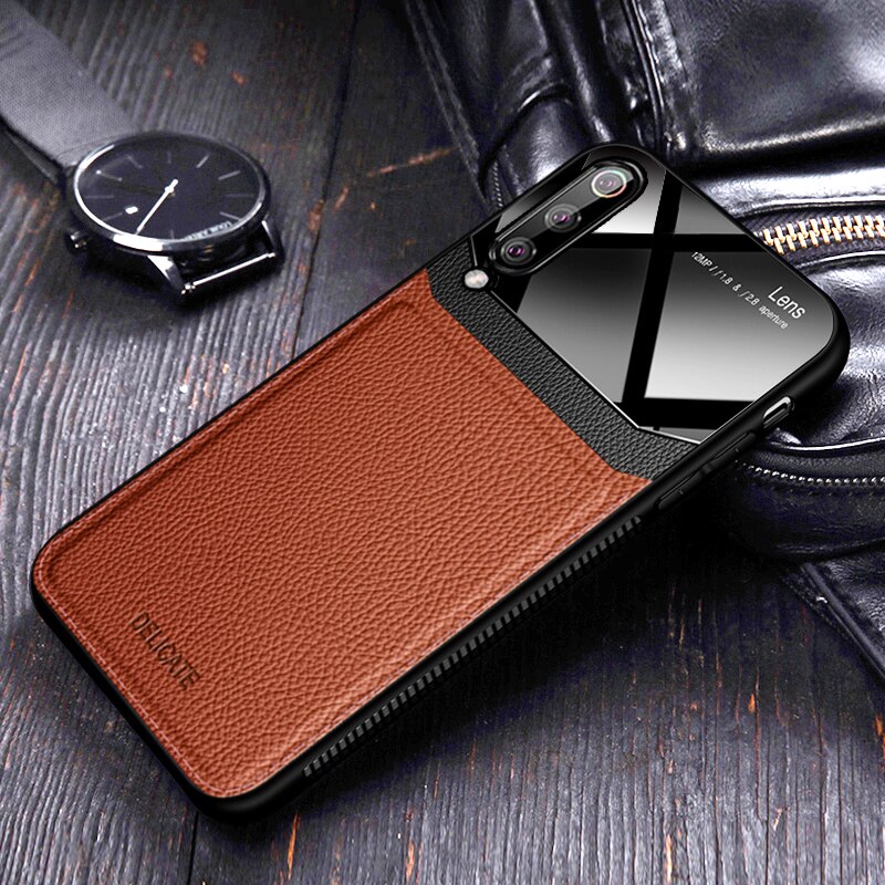 Silkscreen Mirror Leather Case For Xiaomi Redmi Note 7 Redmi 7 Note 8 Pro Back Luxury Case for Xiaomi Mi 8 Mi 9 T Mi9T Pro: For Redmi Note 7 / Brown