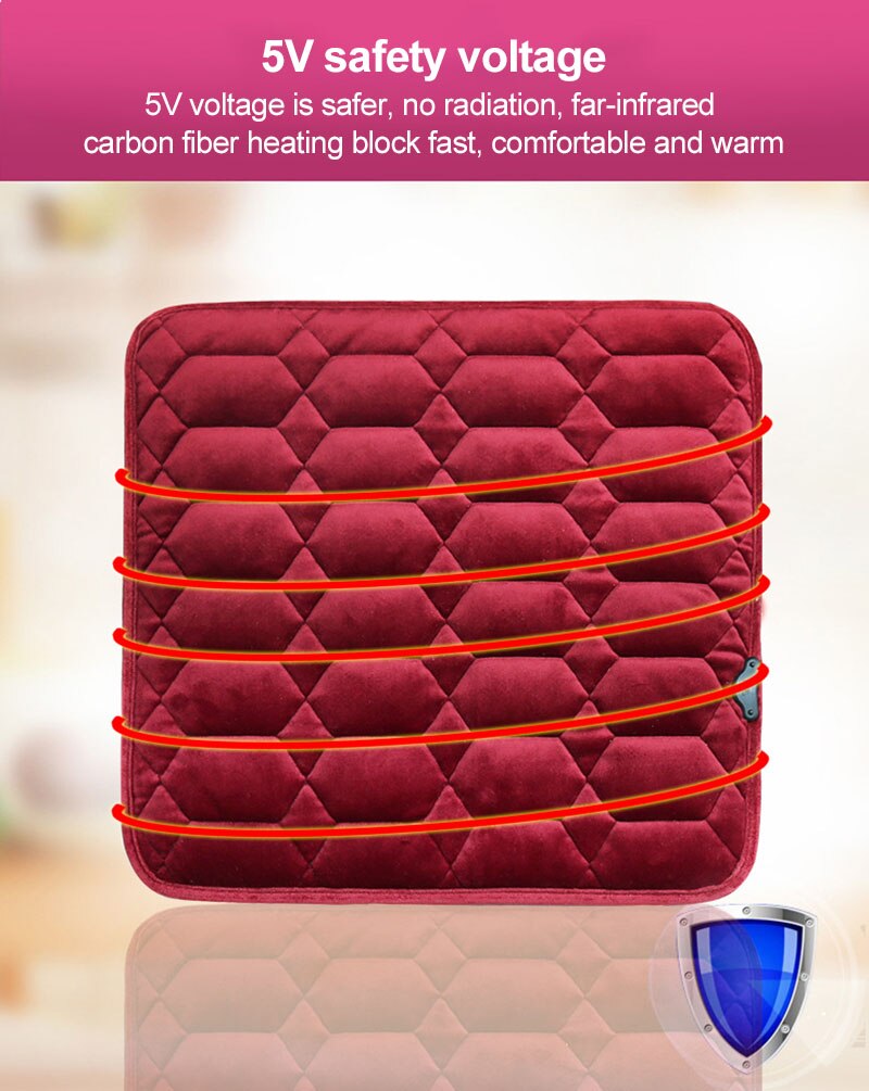 5V USB Heated Car Seat Cushion Cover Seat Heater Warmer Car Styling Winter Household Cushion Cardriver Heated Seat Cushion