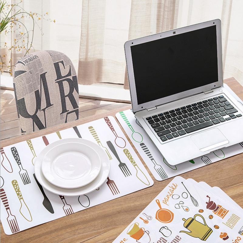 PVC Dining Table Pad Heat Resistant Placemat Tray Spoon Pad Drink Glass Coaster PVC Table Mat Insulation Waterproof