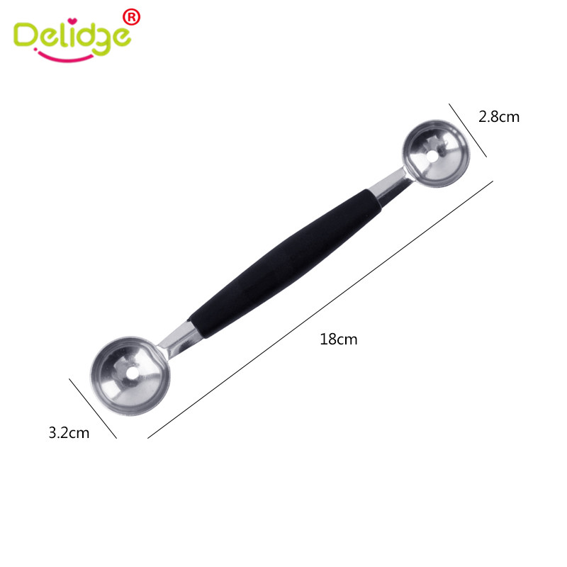 Delidge 1 pcs Double-End Multifunctionele Fruit Lepel Rvs Melon Baller Carving Mes Ijs Lepel