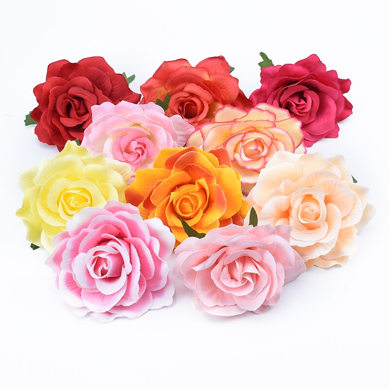 100pcs Artificial Flower Silk Rose Head Wedding bridal bouquet Brooch Wreaths Christmas Home garden Diy Decoration