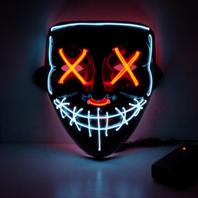 Halloween LED Mask Purge Masks Election Mascara Costume DJ Party Light Up Mixed Color Masque Glow In Dark Cosplay Mask: D