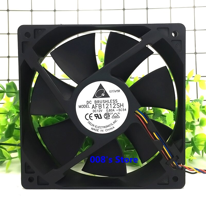 Cpu køler blæser til pc server afb 1212sh -f00 3 pins /-5 c 54 4 pins 120mm 120*120*25mm 12v 0.80a pwm køling 3400 rpm 113 cfm