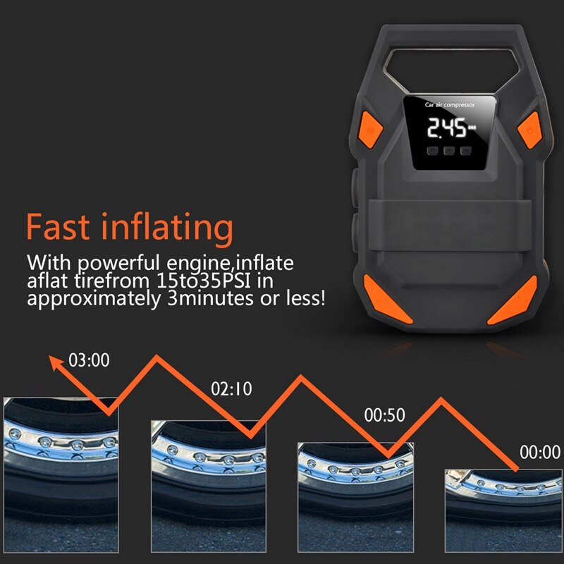 12V 150 PSI Digital Portable Car Wheel Tire Inflatable Pump Air Compressor Electric Inflating Machine with Cloth Bag