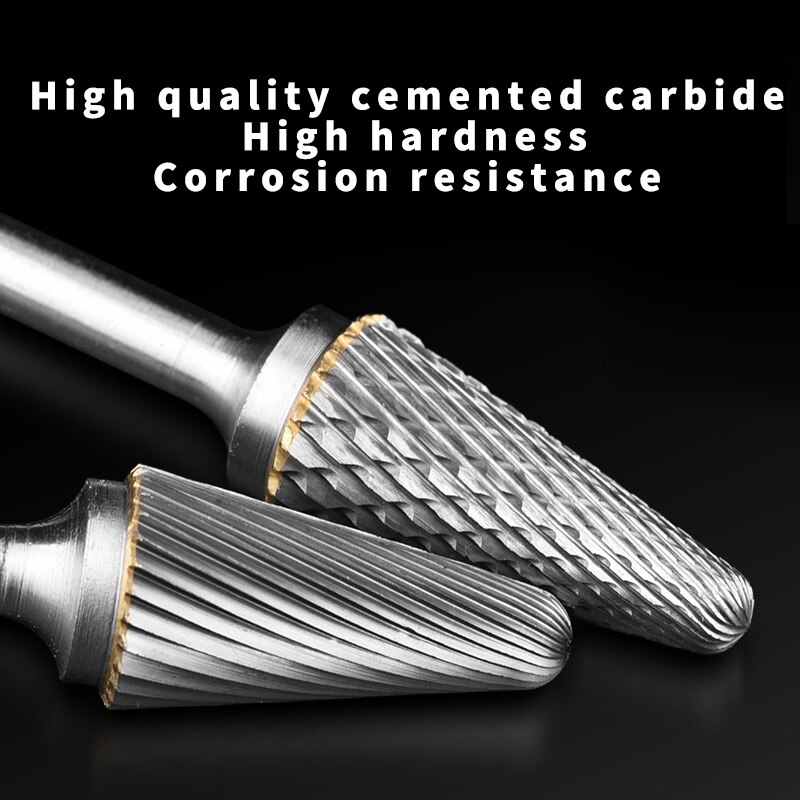 Single Cut L Type Head Tungsten Carbide Alloy Rotary File Tool Point Burr Die Grinder Abrasive Tool Drill Milling Carving Bit