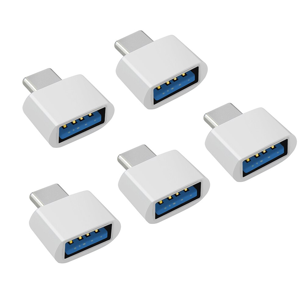 1/5 PCS Neue Universal Mini Micro USB 2,0 OTG Adapter Stecker für Android Handy USB 2,0 Typ-C OTG Kabel Adapter: Withe 5pcs