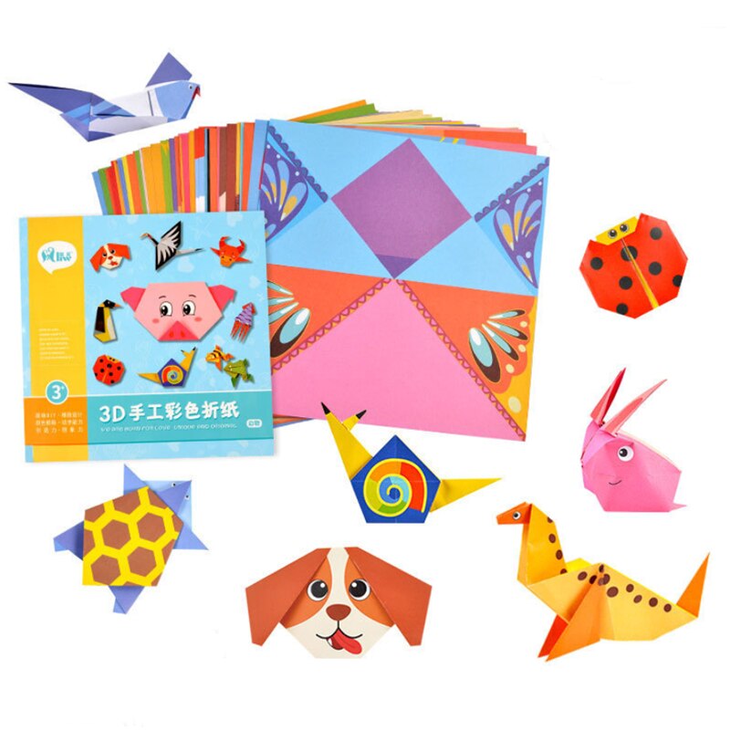 Baby Toys 3D Arts And Crafts 54Pages Origami Cartoon Animal Book Toy Kids DIY Paper Art Baby Early Learning Education Toys: Animal 54pcs