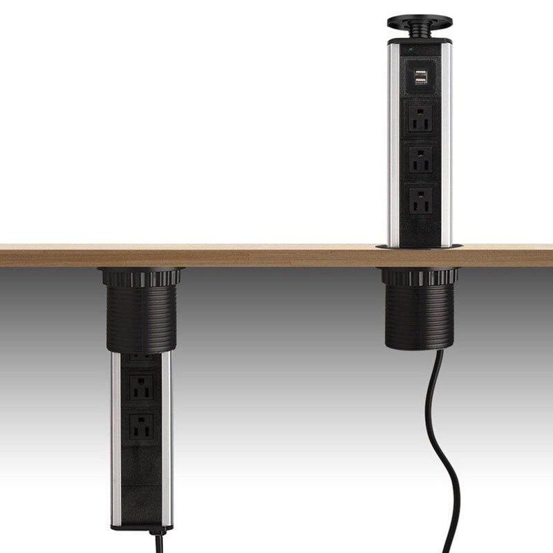Us/eu -stik 3 stikkontakt 2 usb -opladningsport køkken kontorbord stationære stikkontakter udtrækkelige bordplader bordplade kontor hjemme