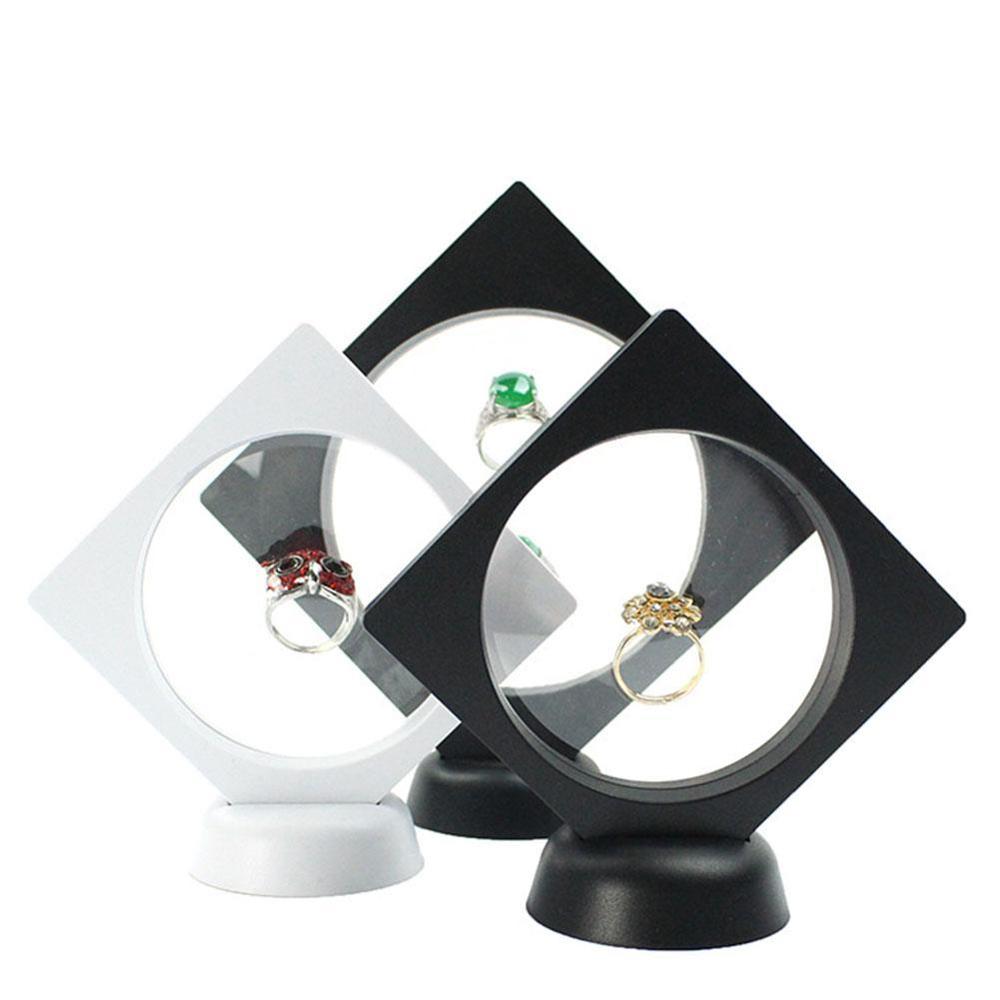Opbevaring sort hvid møntboks smykker display showcase til bryllupskasser viser firkantet 3d album flydende rammeholder