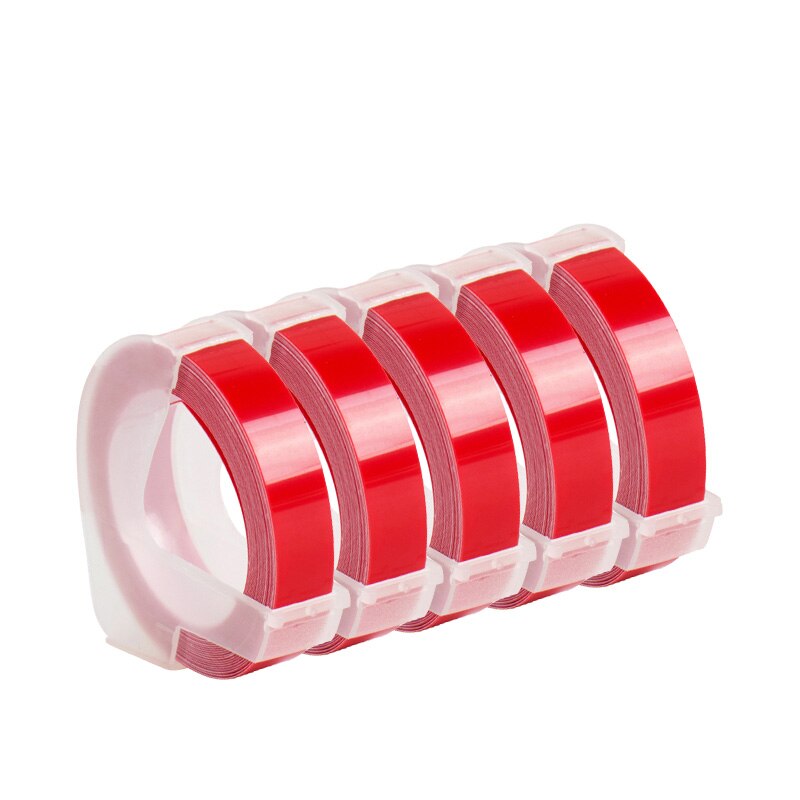 Red Embossing Label Maker with 6mm 9mm label maker tape for MOTEX E101 Mini Alphabet printing machine Typewriter Label Printer: 5pcs red tape