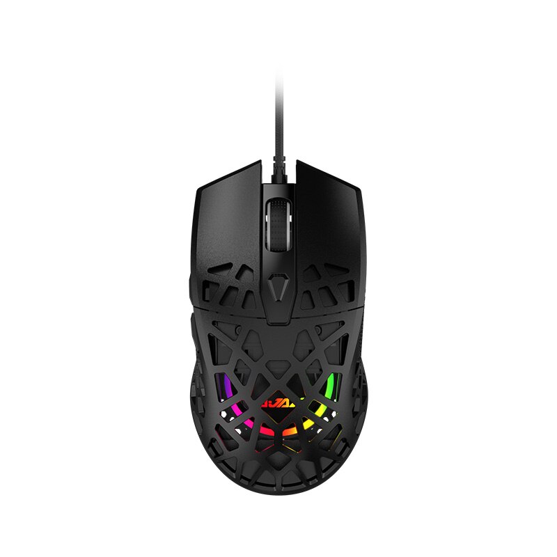 Ajazz AJ339 Bedrade Gaming Muis Lichtgewicht 6 Knoppen 12000Dpi Optische Sensor Muizen Honingraat Rgb Muis Voor Pc Laptop: Black